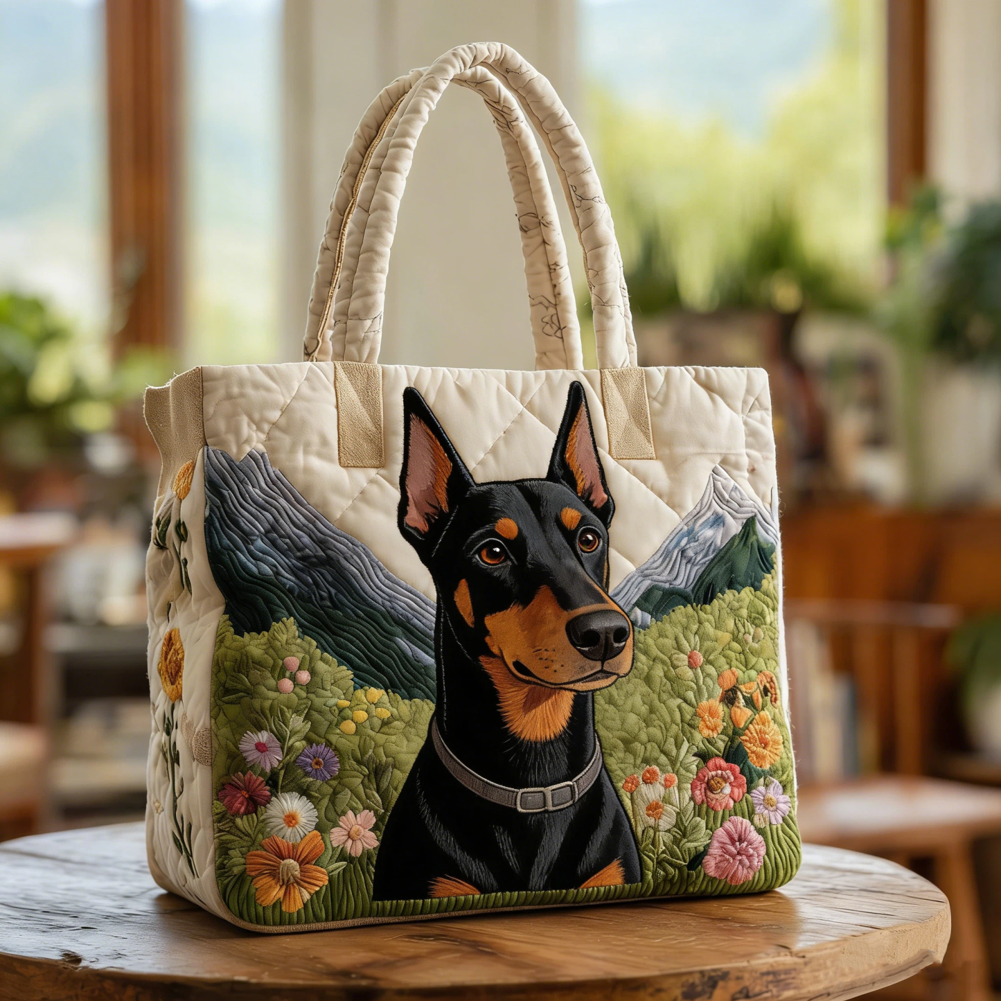 Vintage Timeless Doberman Quilted Tote Bag | inBag06