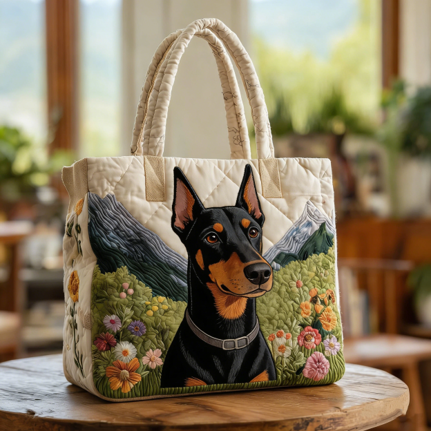 Vintage Timeless Doberman Quilted Tote Bag | inBag06