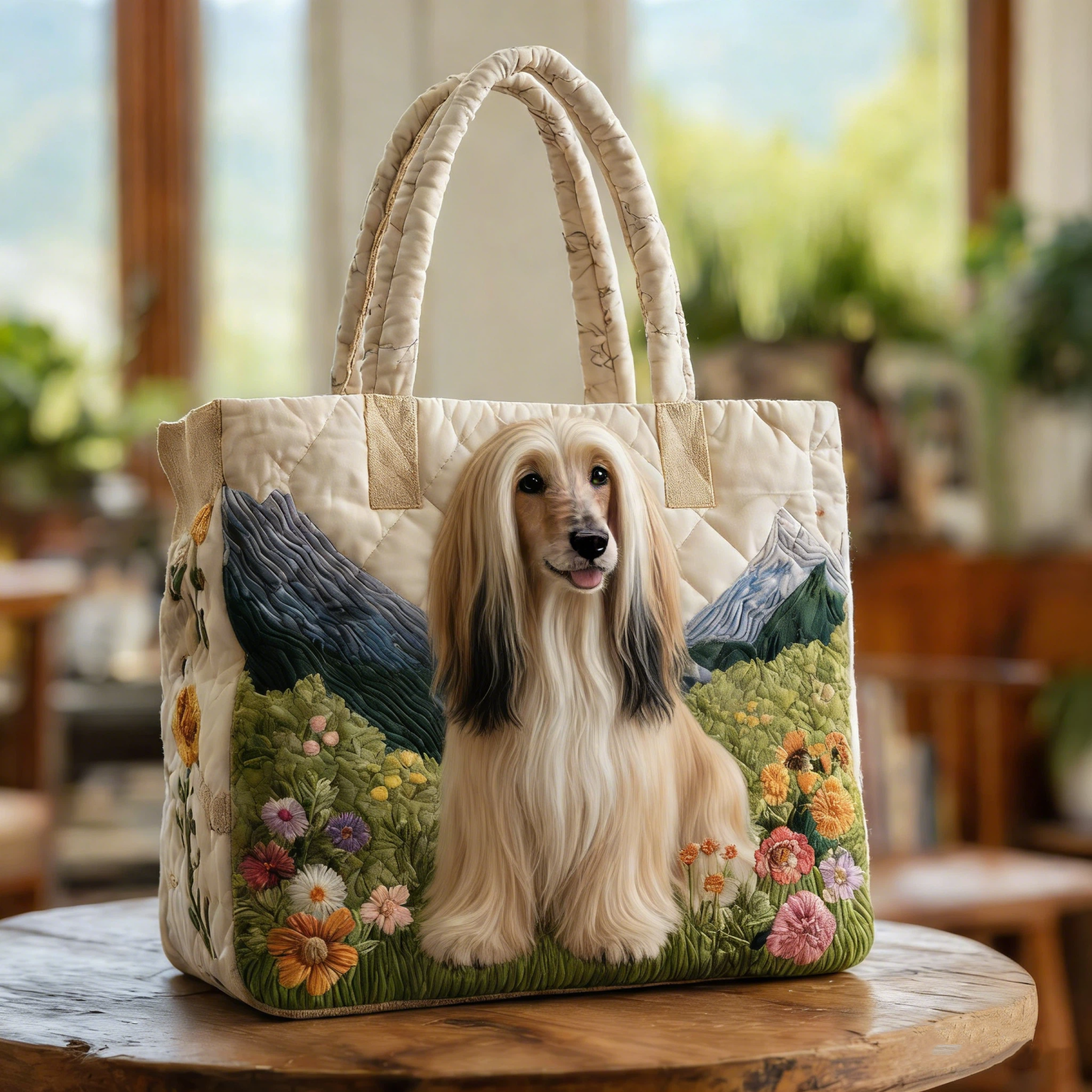 Vintage Timeless Afghan Hound Quilted Tote Bag | inBag15