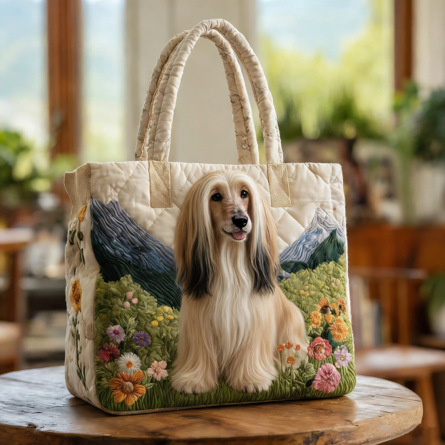 Vintage Timeless Afghan Hound Quilted Tote Bag | inBag15