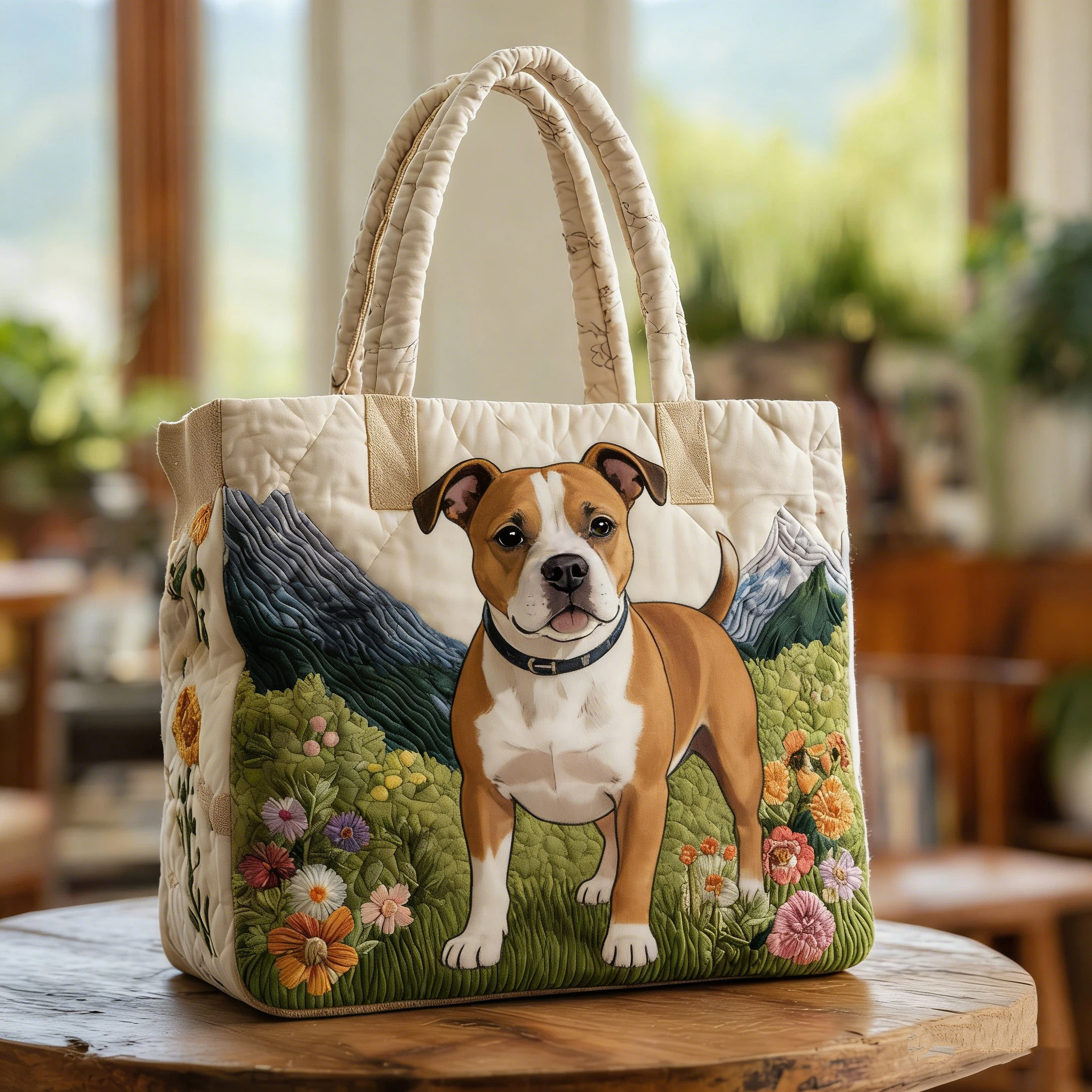Vintage Timeless American Staffordshire Terrier Quilted Tote Bag | inBag21