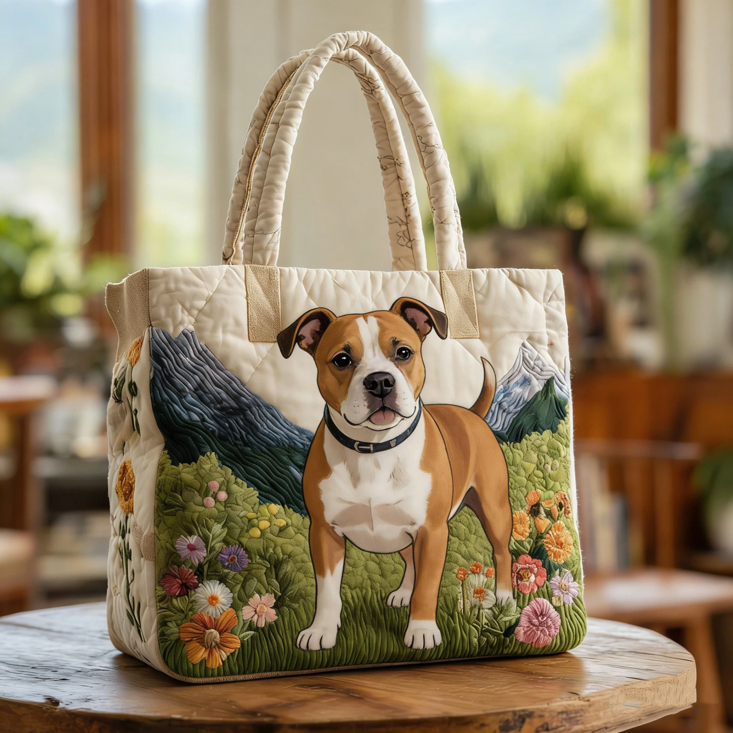 Vintage Timeless American Staffordshire Terrier Quilted Tote Bag | inBag21