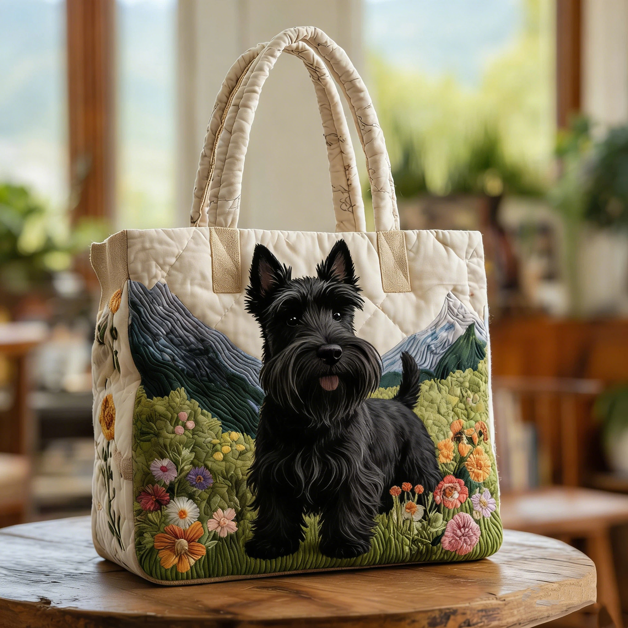 Vintage Timeless Scottish Terrier Quilted Tote Bag | inBag24