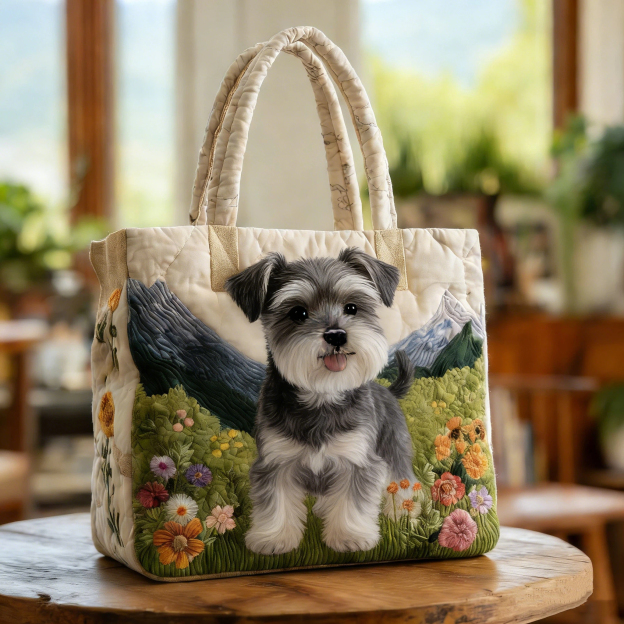 Vintage Timeless Schnauzer Quilted Tote Bag | inBag28