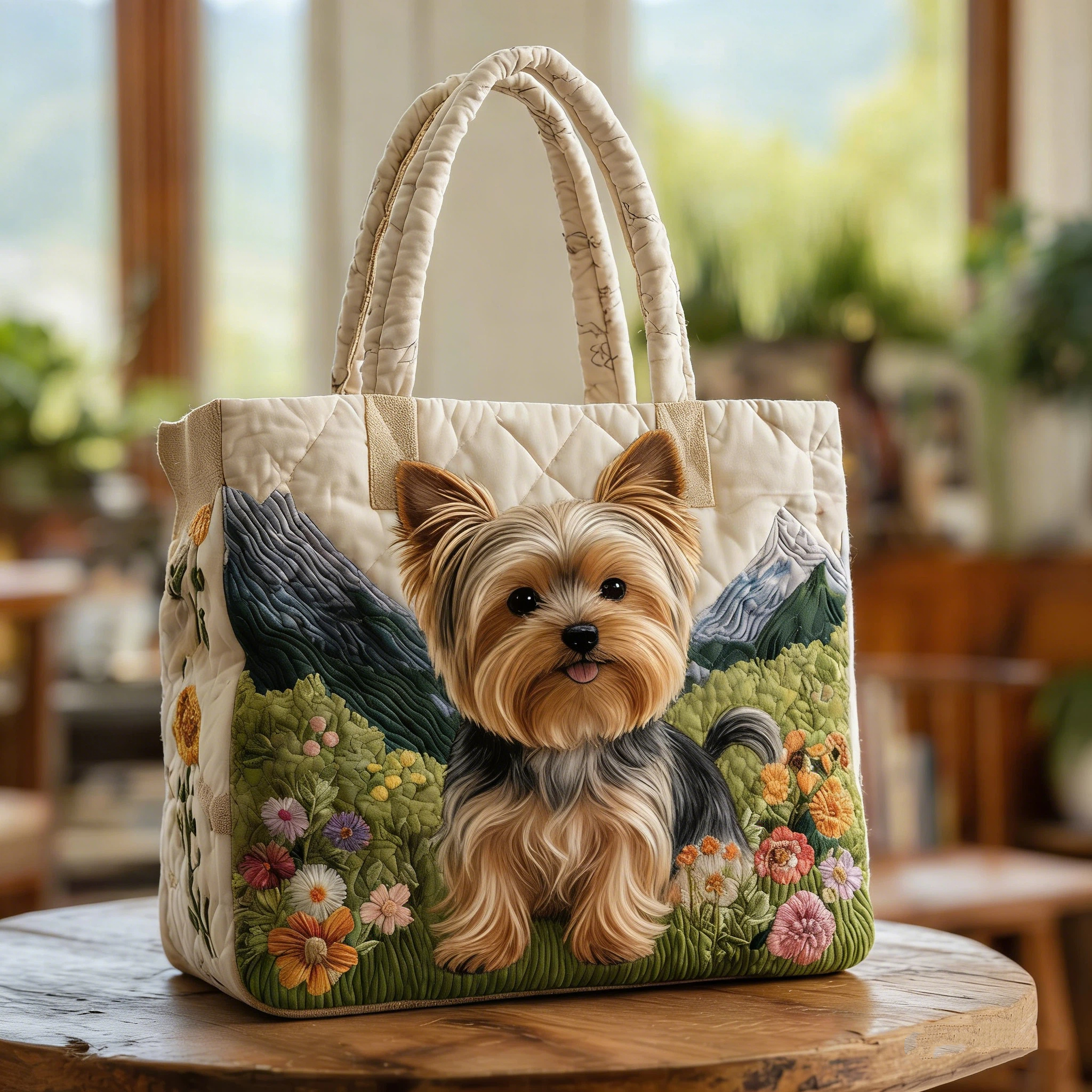 Vintage Timeless Yorkshire Terrier Quilted Tote Bag | inBag31