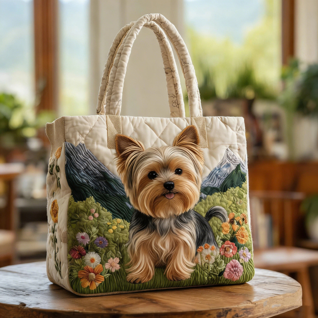 Vintage Timeless Yorkshire Terrier Quilted Tote Bag | inBag31