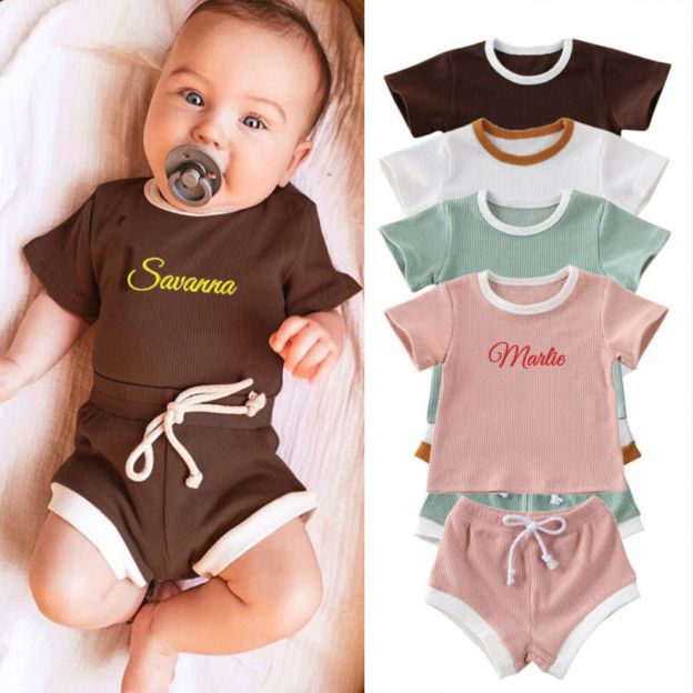 Personalized Embroidery Baby Cotton Cozy Soft Colourful Outfit Set | inSet45