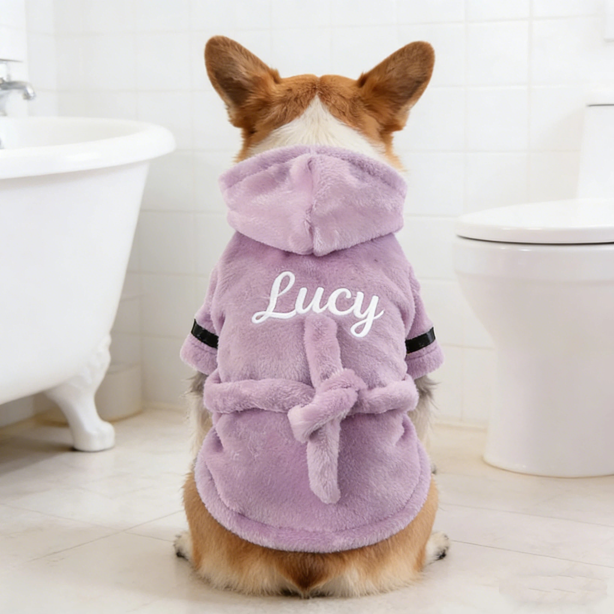 Personalized Embroidered Name Pet Bathrobe | inCloth23