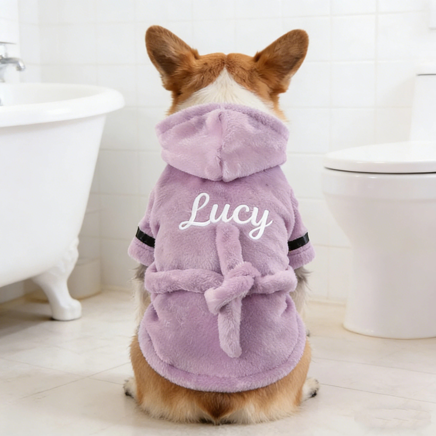 Personalized Embroidered Name Pet Bathrobe | inCloth23
