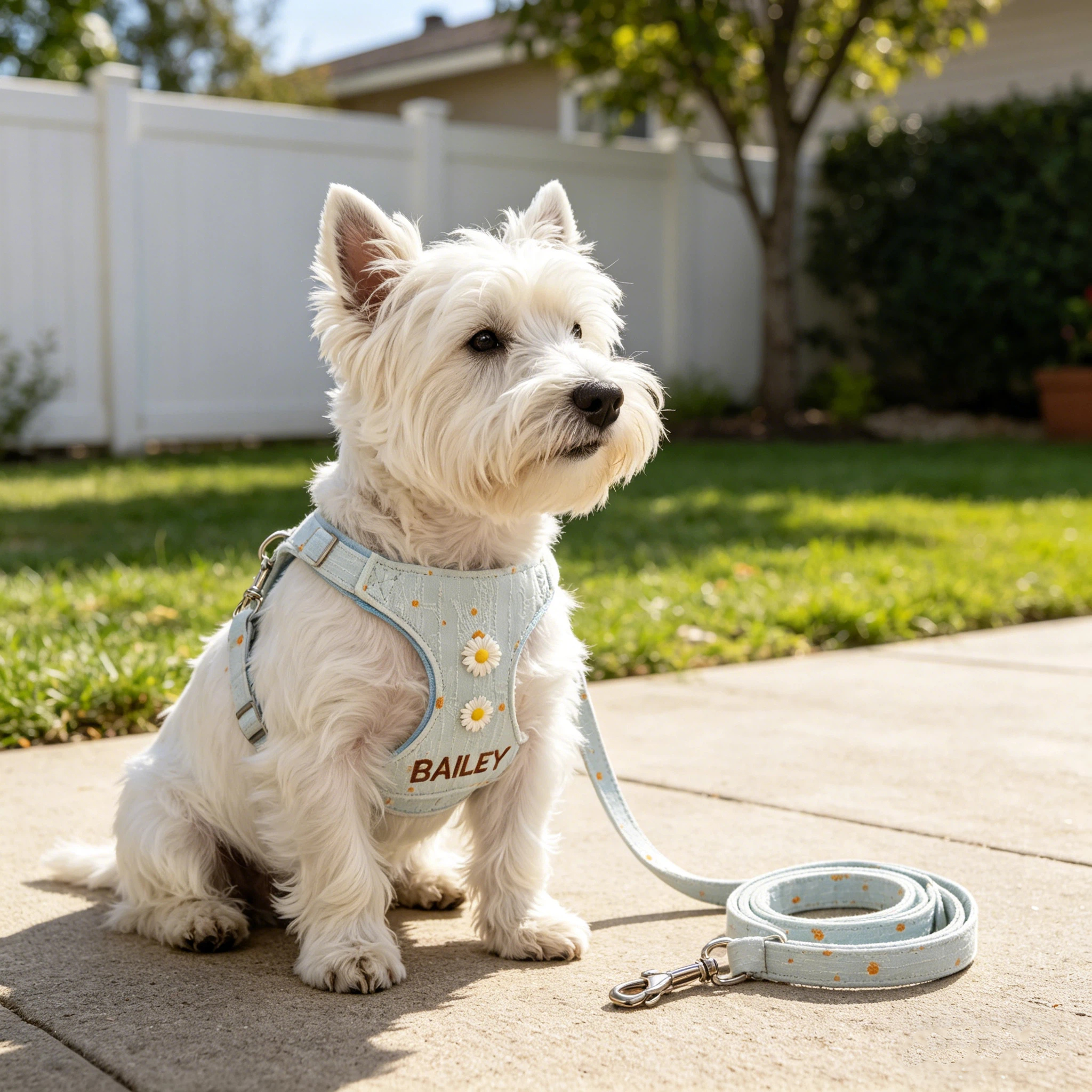 Personalized Engraved Name Daisy Pet Harness With Leash | inAccs53