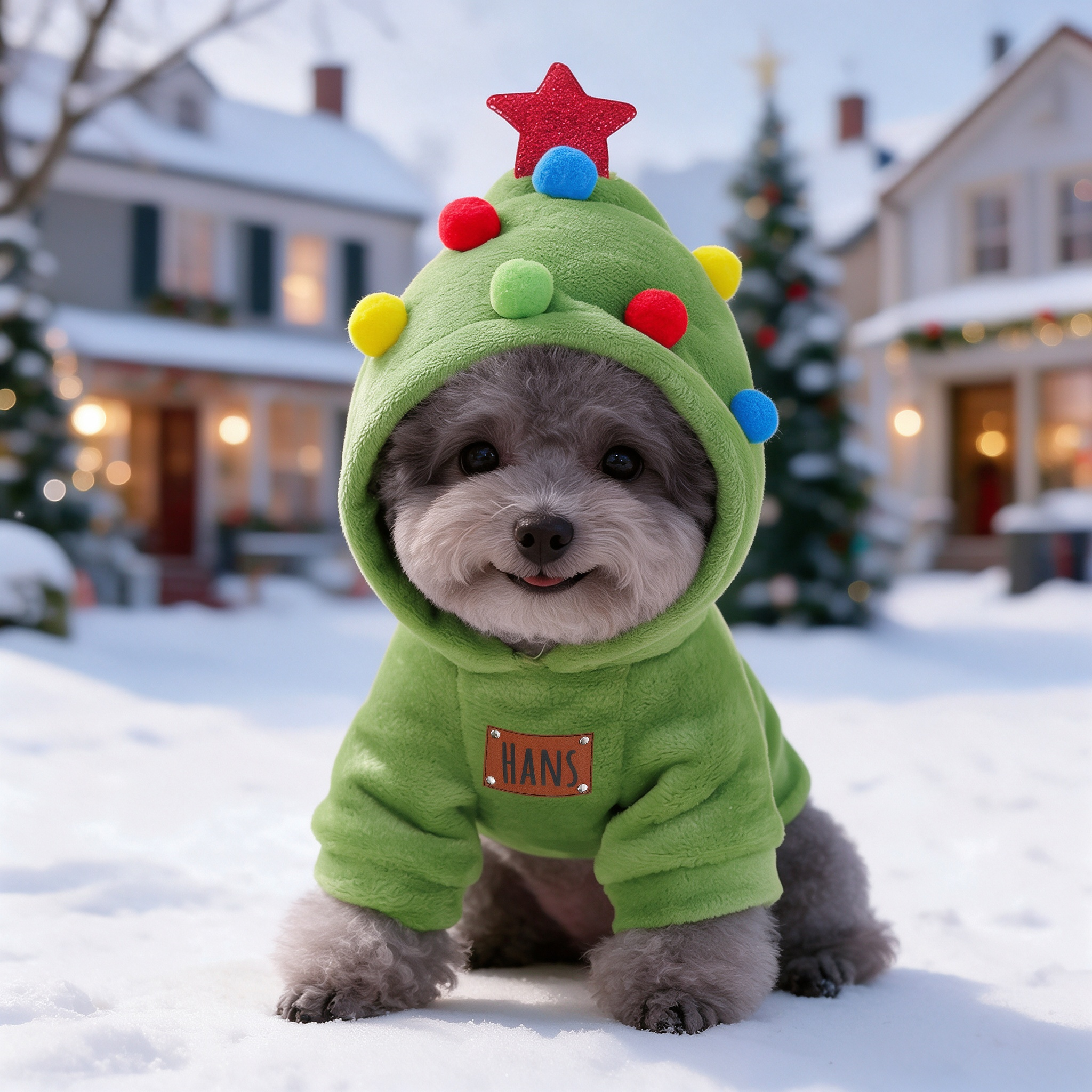 Personalized Leather Patch Name Pet Winter Hoodie | incloth124