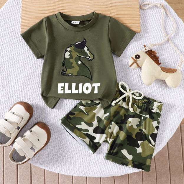 Personalized Kid Stylish Horse T-Shirt and Shorts Set | inSet6101