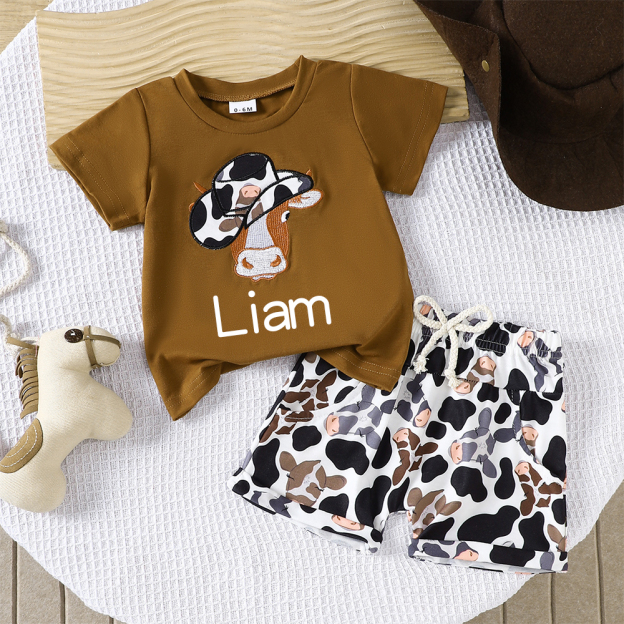 Personalized Kid Western Cowboy T-Shirt and Shorts Set | inSet61