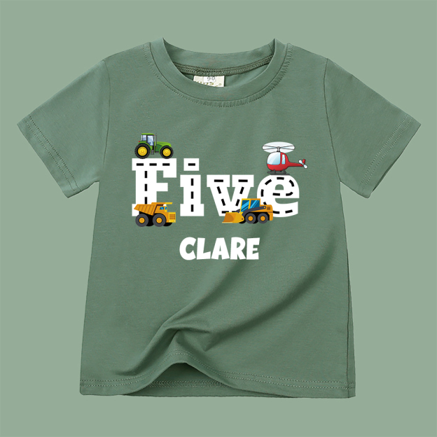 Personalized Kid Transportation Vehicle Party Birthday T-Shirt | inTee16