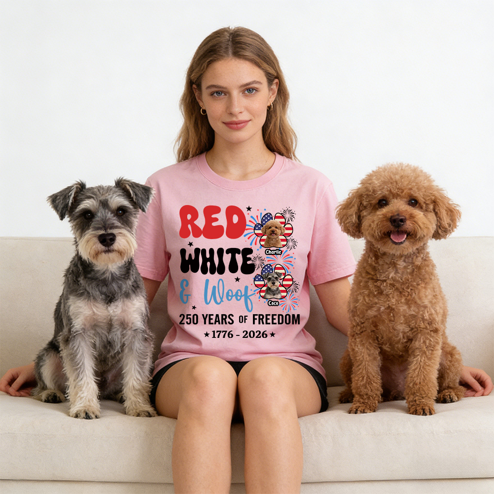 Personalized Red White Woof Shirt For Pet Lovers | inCloth84