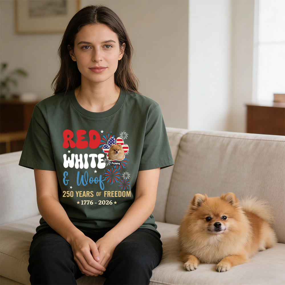 Personalized Red White Woof Shirt For Pet Lovers | inCloth84