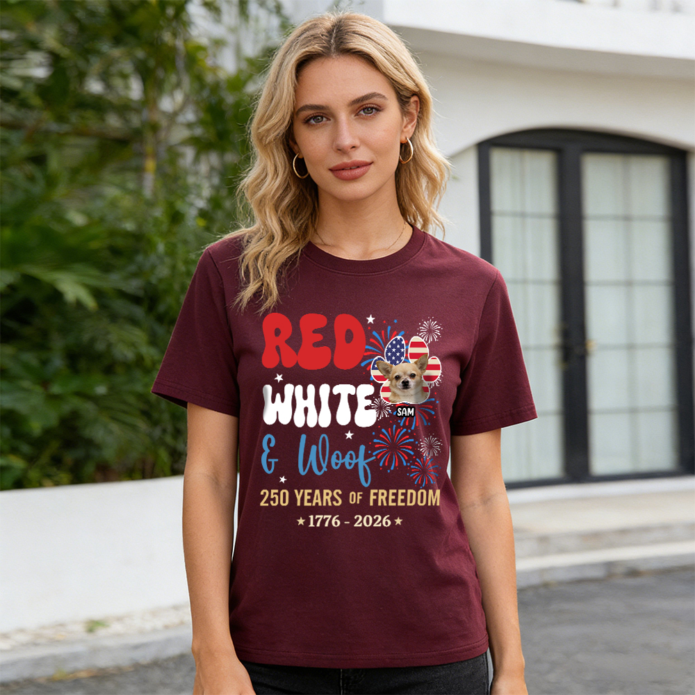 Personalized Red White Woof Shirt For Pet Lovers | inCloth84