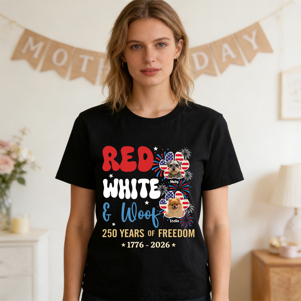 Personalized Red White Woof Shirt For Pet Lovers | inCloth84