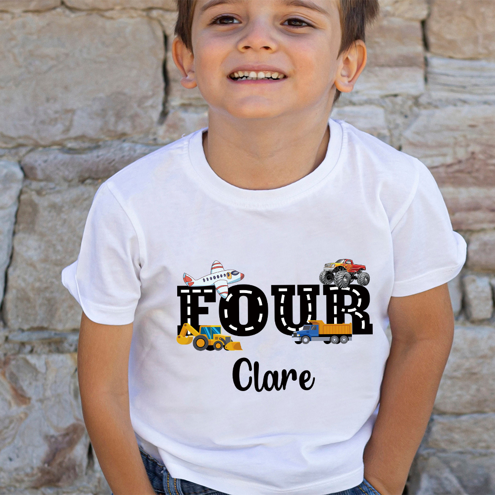 Personalized Kid Transportation Vehicle Party Birthday T-Shirt | inTee16