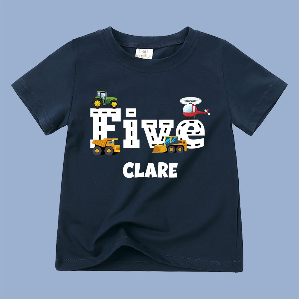 Personalized Kid Transportation Vehicle Party Birthday T-Shirt | inTee16