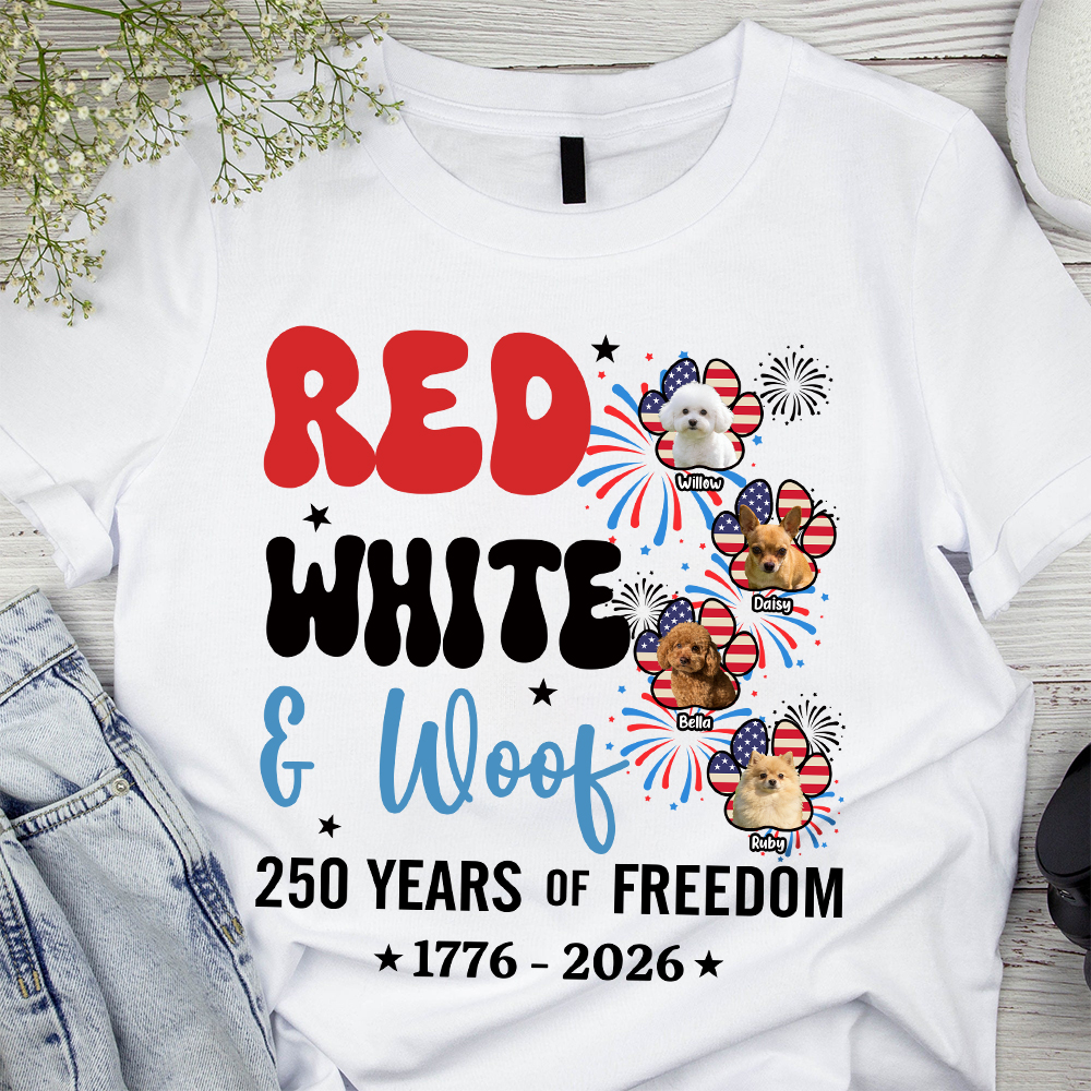 Personalized Red White Woof Shirt For Pet Lovers | inCloth84