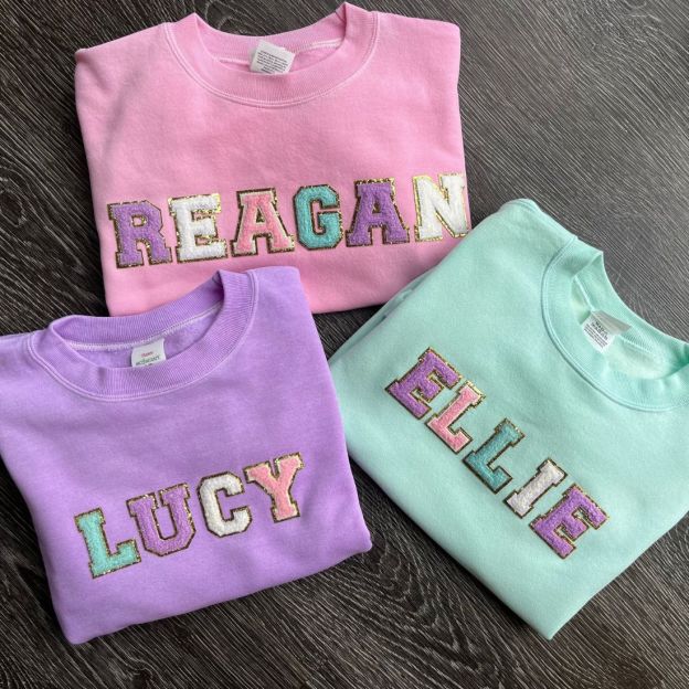 Personalized Kid Chenille Patch Name Crewneck Sweatshirt | insweatshirt57