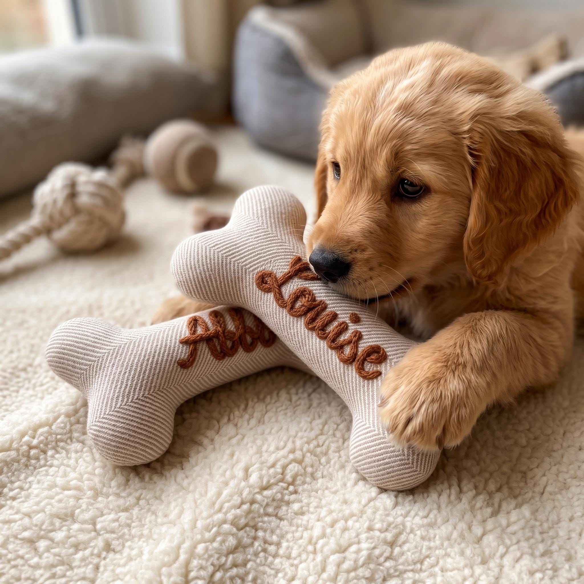 Personalized Embroidered Name Pet Bone Toy | inToy11