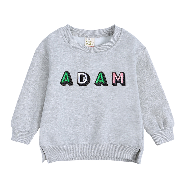 Personalized Kid Hand Patch Name Crewneck Sweatshirt | inSweatshirt14