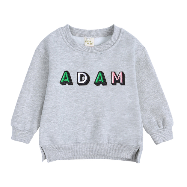 Personalized Kid Hand Patch Name Crewneck Sweatshirt | inSweatshirt14