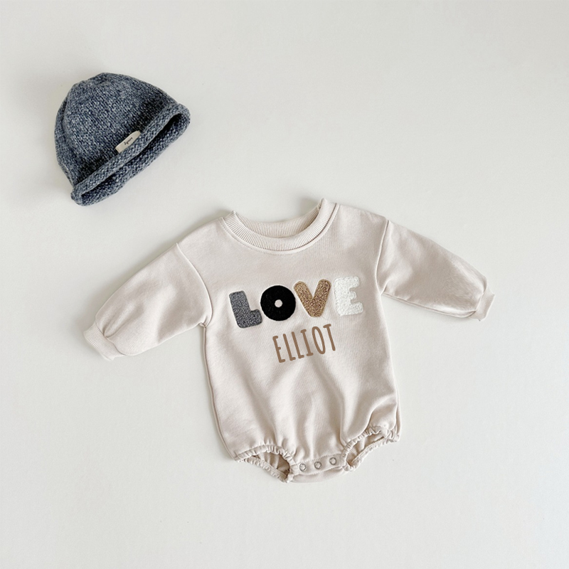 Personalized Kids Cozy LOVE Sweatshirt Romper | inRomper13