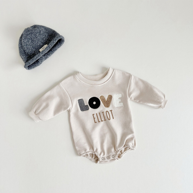 Personalized Kids Cozy LOVE Sweatshirt Romper | inRomper13
