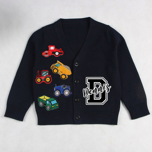 Personalized Hand Patch Color Kids Button Cardigan | inSweater05