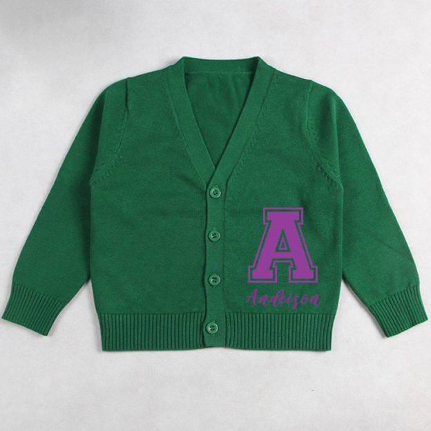 Personalized Color Kids Button Cardigan | inSweater06