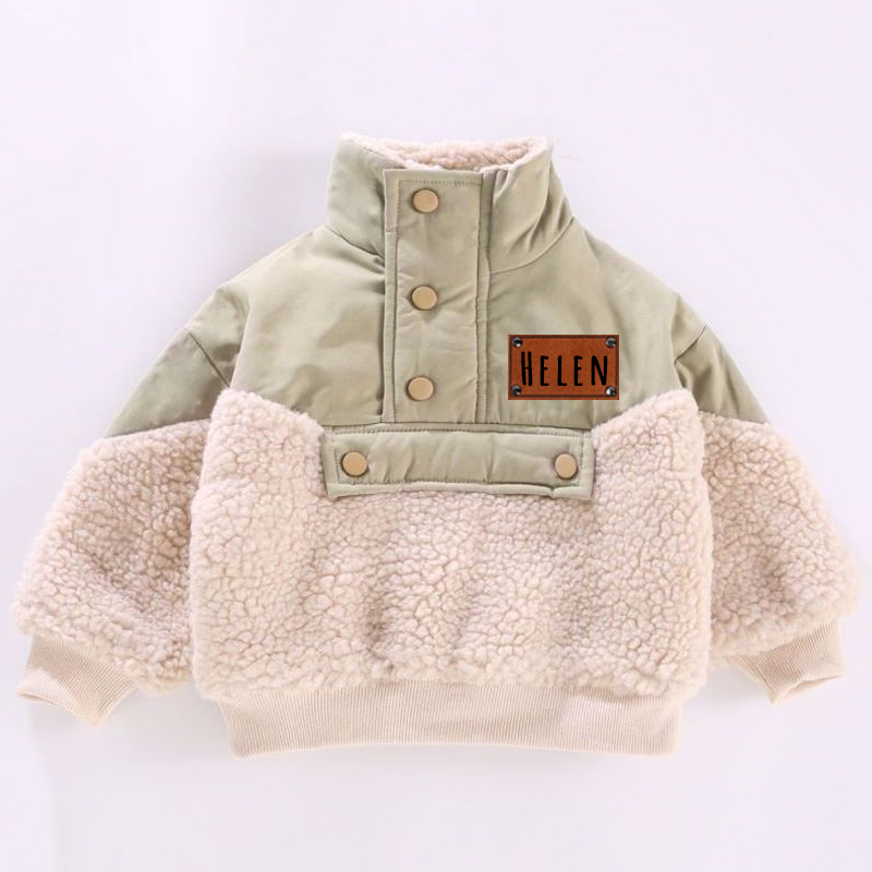 Personalized Leather Patch Kids Sherpa Jacket | inJacket27