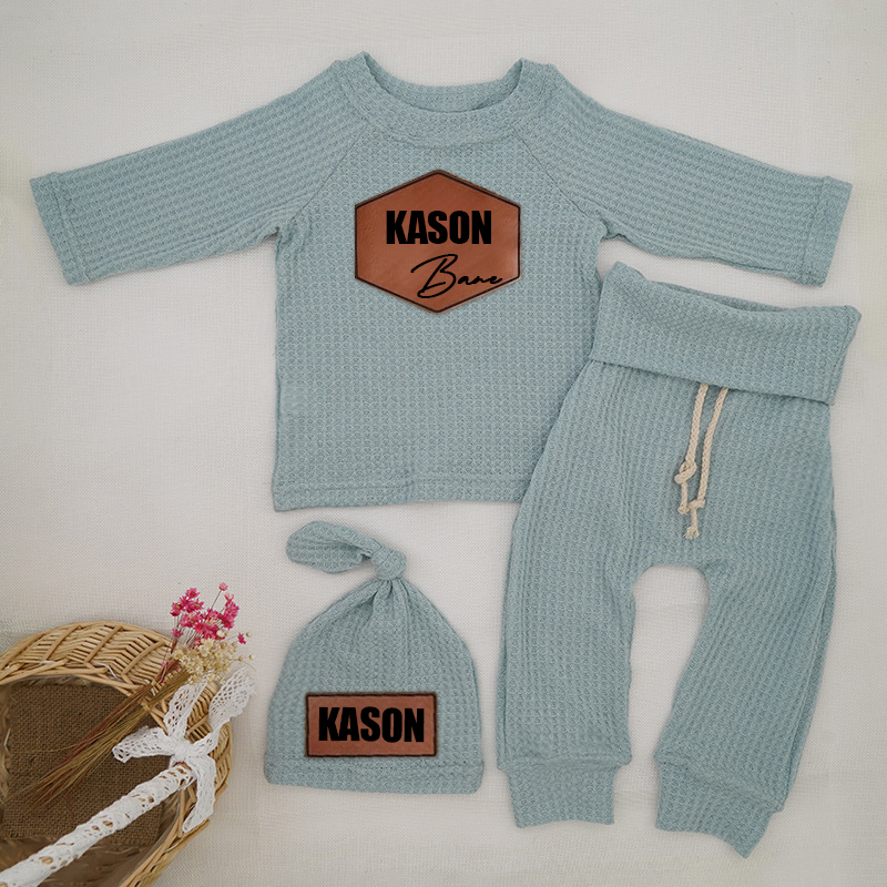 Personalized Baby Cozy Waffle Knit Pajama Set | inSet39
