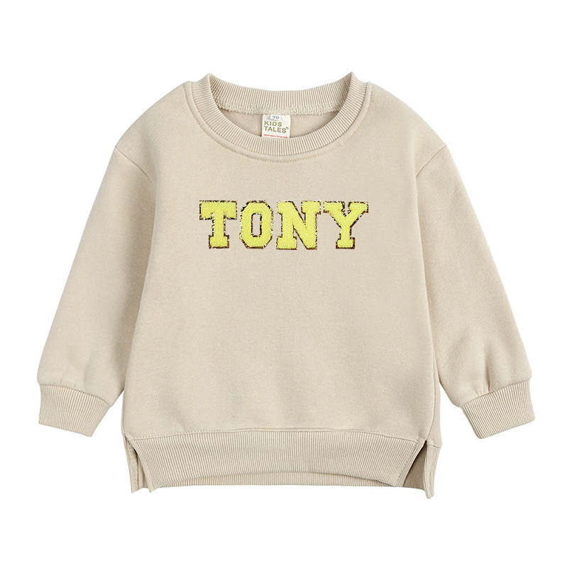 Personalized Kid Chenille Patch Name Crewneck Sweatshirt | insweatshirt57