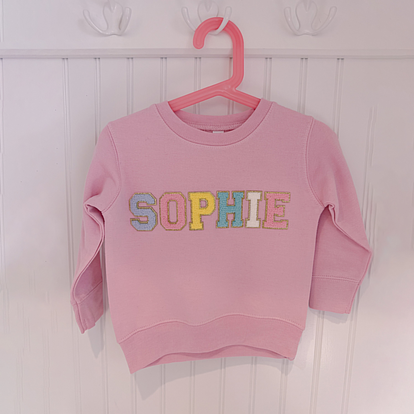 Personalized Kid Chenille Patch Name Crewneck Sweatshirt | insweatshirt57