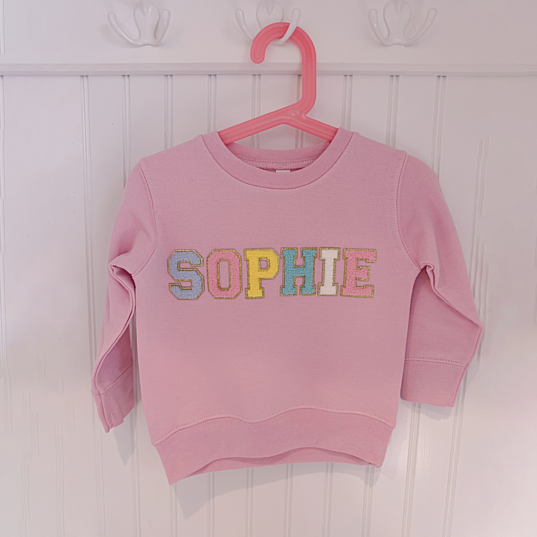 Personalized Kid Chenille Patch Name Crewneck Sweatshirt | insweatshirt57