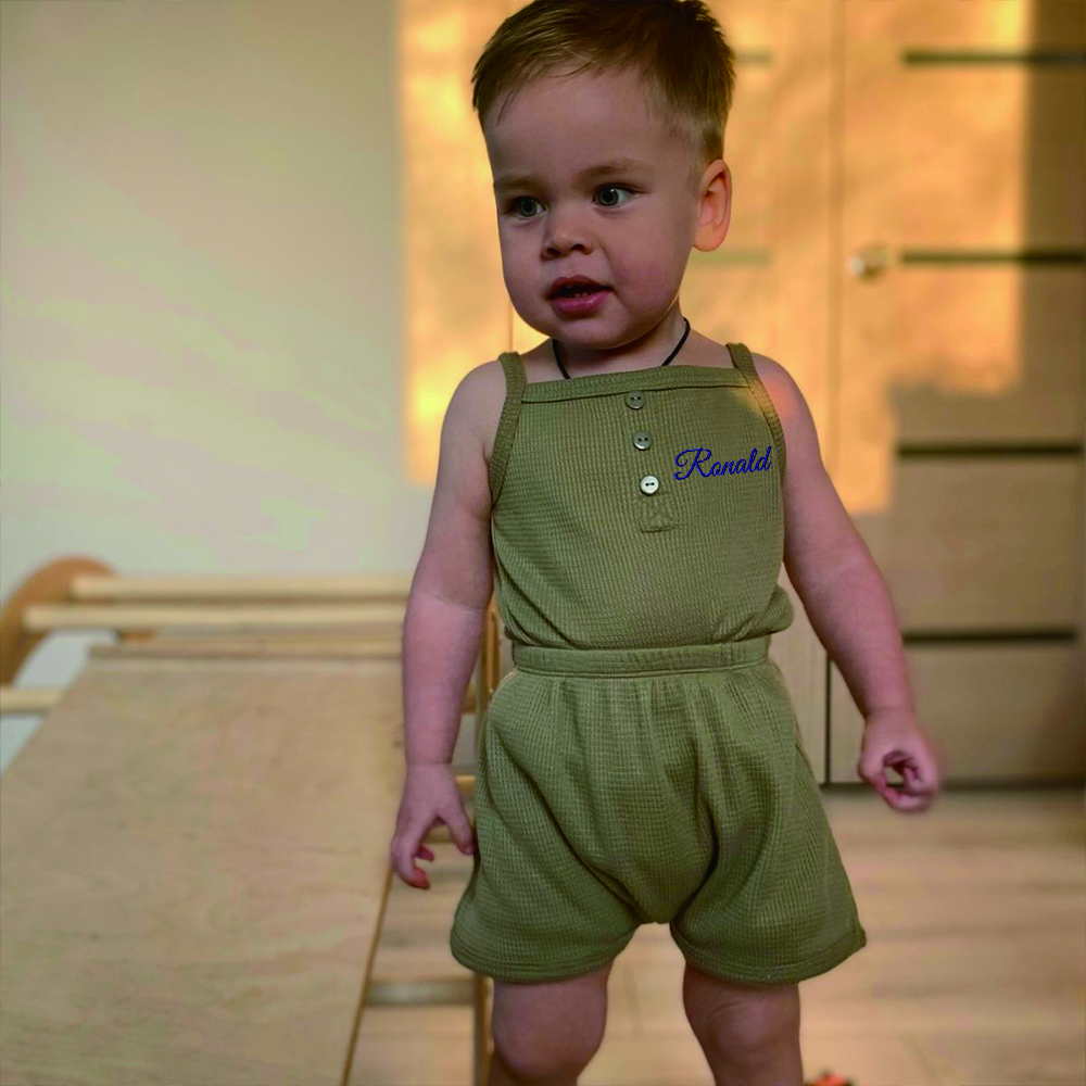 Personalized Embroidery Waffle Baby Cozy Soft Summer Romper | inRomper28
