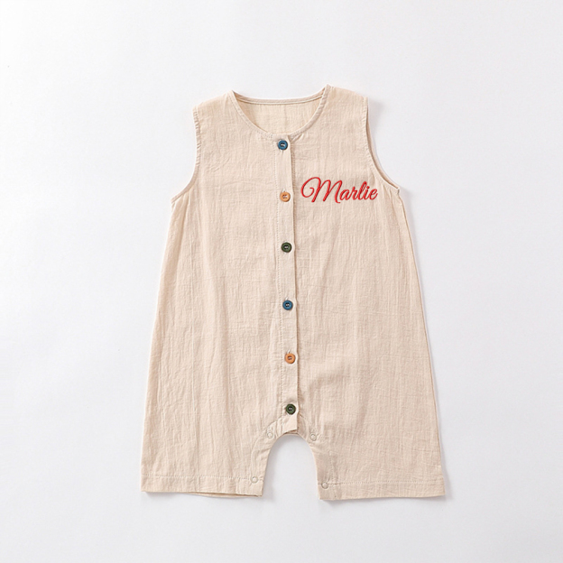 Personalized Embroidery Baby Cotton Muslin Romper | inRomper29