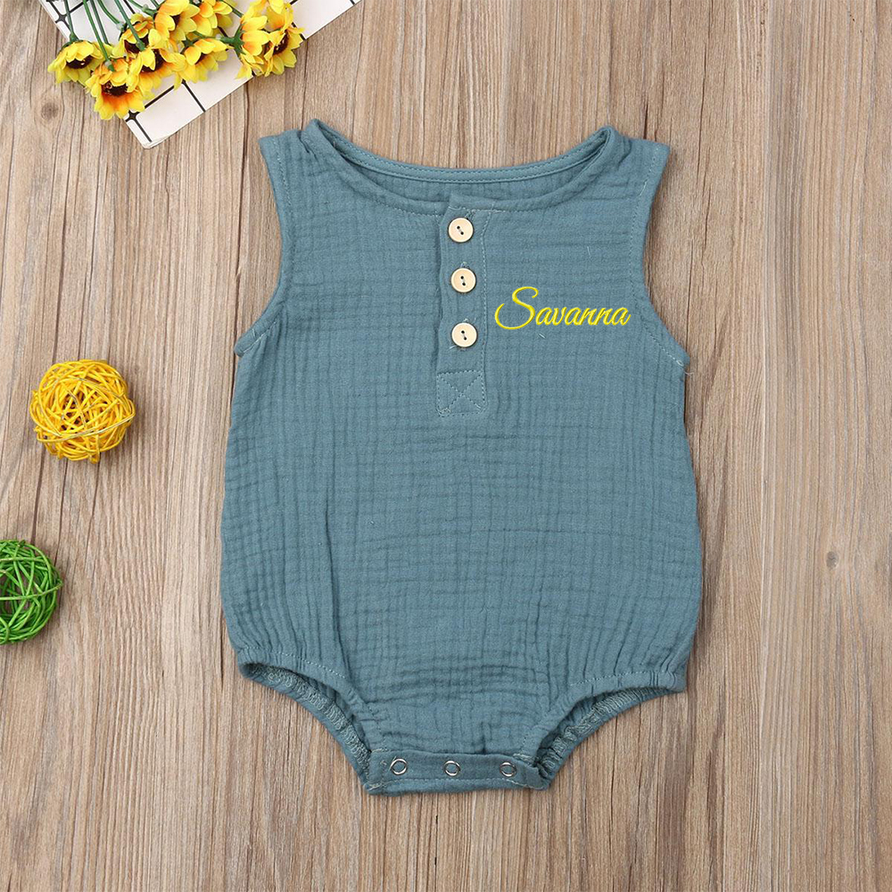 Personalized Embroidery Baby Organic Cotton Muslin Romper | inRomper34