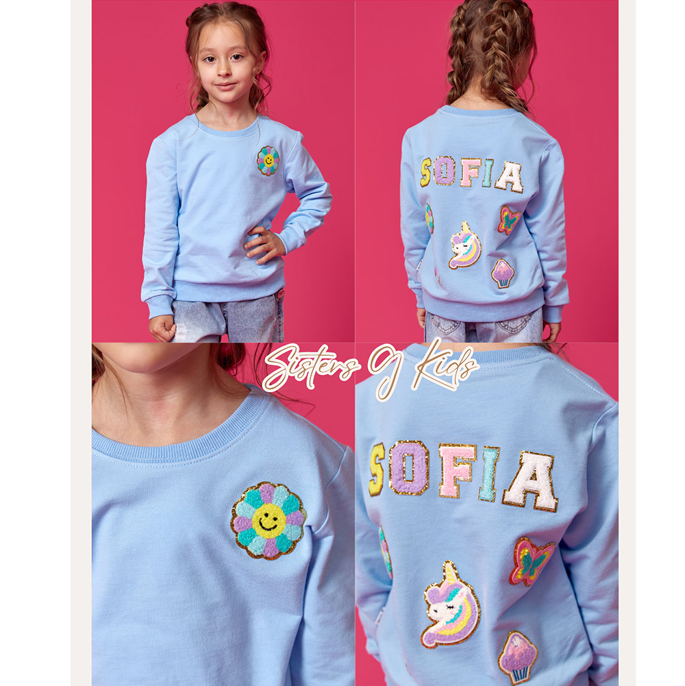 Personalized Chenille Patch Kid Cozy Soft Crewneck Sweatshirt | inSweatshirt70