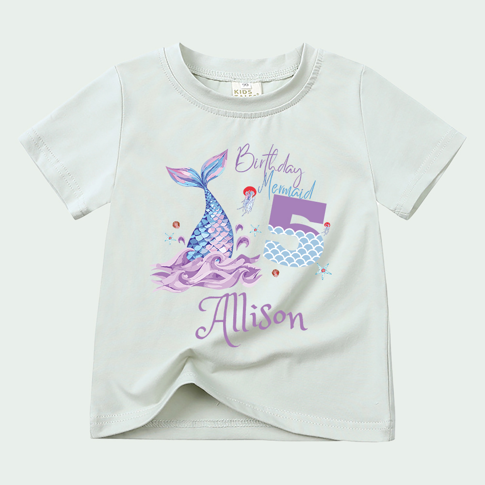 Personalized Girls Lovely Mermaid Birthday T-Shirt | inTee15