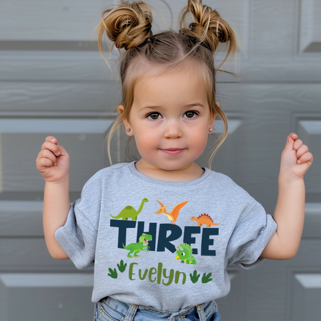 Personalized Kid Jurassic Dinosaur Party Birthday T-Shirt | inTee18