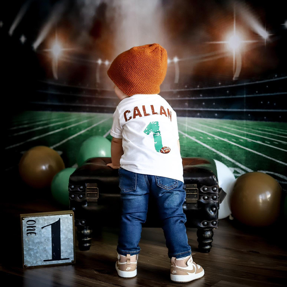 Personalized First Year Down Football Birthday T-Shirt | inBirth20