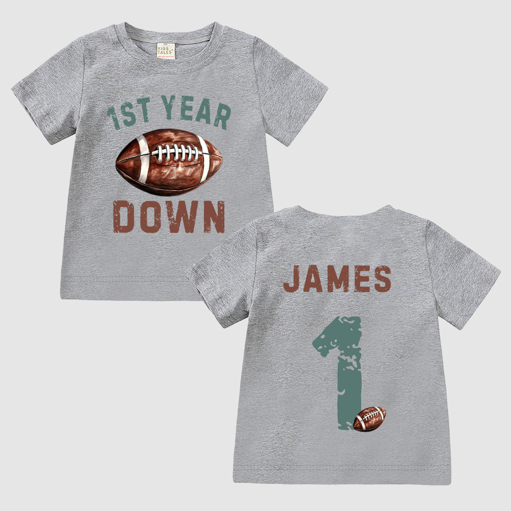 Personalized First Year Down Football Birthday T-Shirt | inBirth20