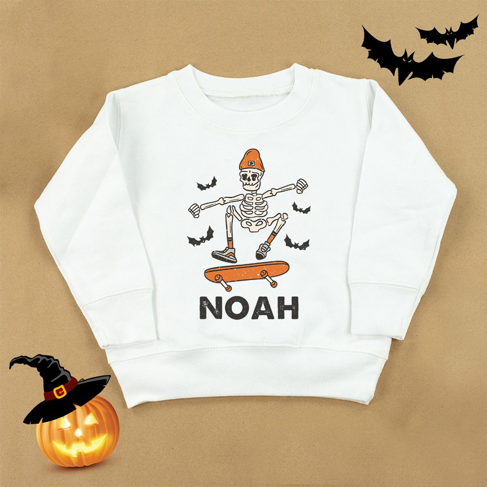 Personalized Kid Halloween Skeleton Party Sweatshirt | inSweatshirt76