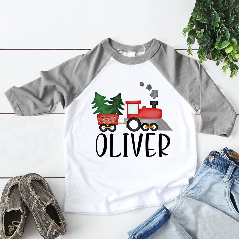 Personalized Kid Cozy Christmas Train Sweatshirt | inSweatshirt86