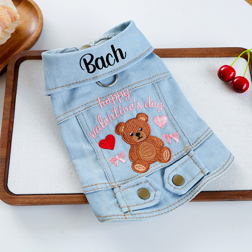 Personalized Pet Valentine’s Day Denim Jacket | inCloth06
