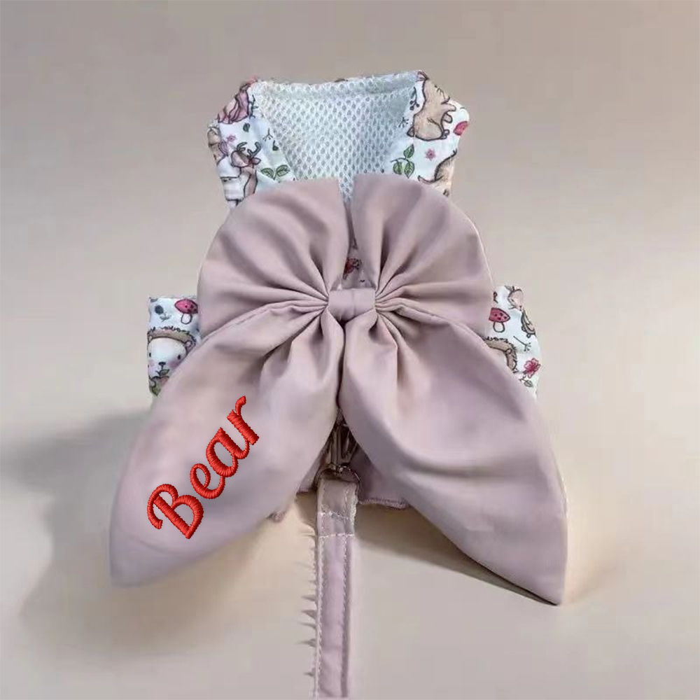 Personalized Embroidered Name Pet Floral Harness | inAccs08